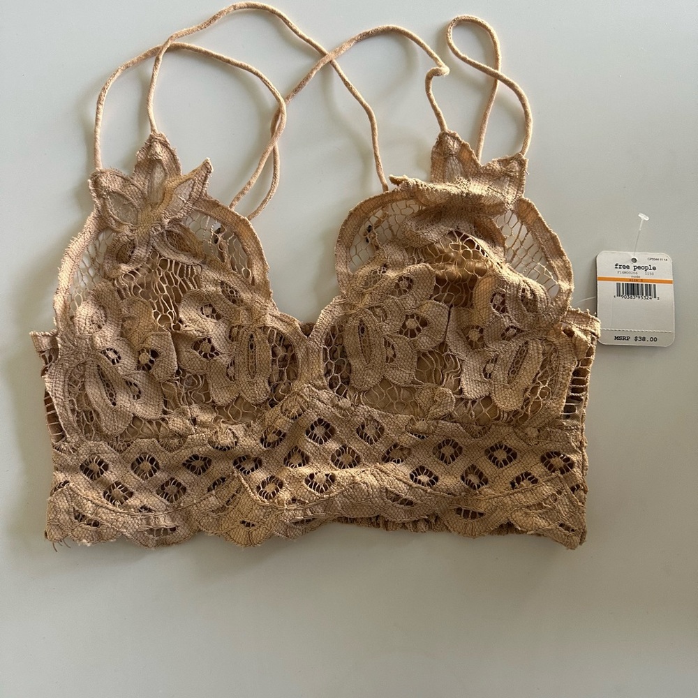 Free People Tan Lace Bralette medium new with tags